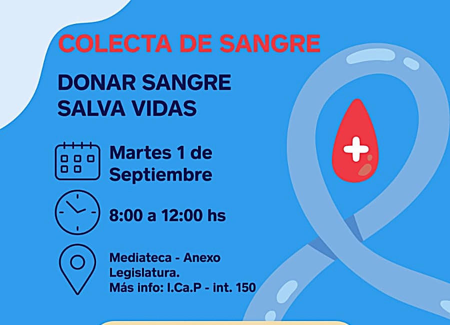 La Legislatura realizará una colecta de sangre para promover la donación voluntaria