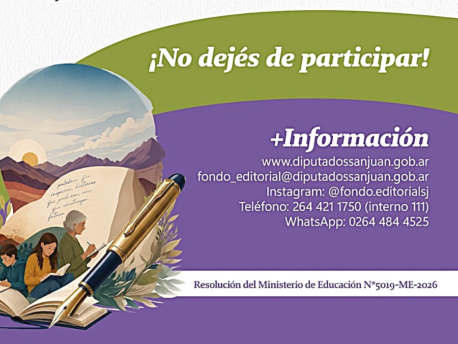 Extendieron hasta el 31 de agosto el plazo para participar del concurso “San Juan Escribe”