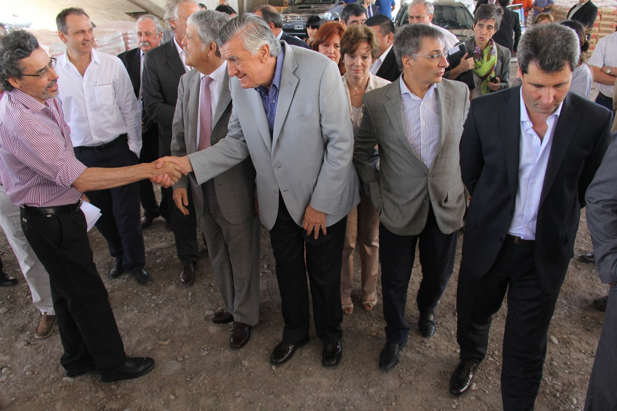 El vicegobernador Sergio Uñac junto al gobernador José Luis Gioja recibió al ministro Julio De Vido.