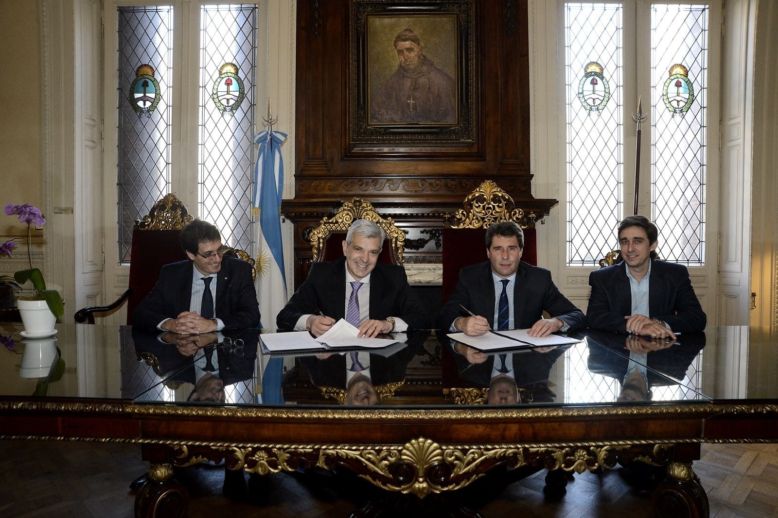 Firma de convenio marco entre el vicegobernador Sergio Uñac y el presidente de la Cámara de Diputados de la Nación, Julián Domínguez.
