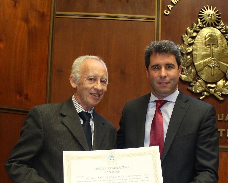 El vicegobernador Sergio Uñac junto al flamante diputado provincial de representación proporcional, Miguel Martín Martín