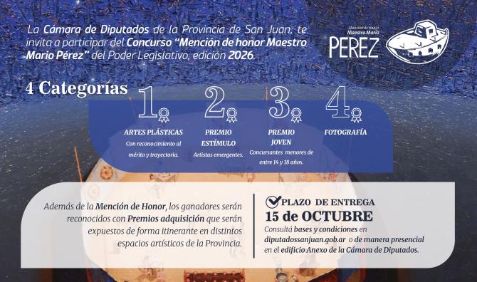 Abren la inscripción para la Mención de Honor Maestro Mario Pérez 2026