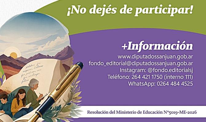 Últimos 10 días para participar del concurso “San Juan Escribe”